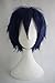 Alacos Fashion Dark Blue Short Straight Layered Unisex Cosplay Wig Anime Wig Layered Hair + Wig Cap