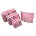 Hugesaving 6pcs travel Organizers Packing Cubes Luggage Organizers Compression Pouches Fabric Travel Storage Bag Pink