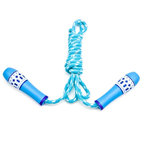 Cotton Jump Rope for Kids - Wooden Handle - Adjustable Cotton Braided Fitness Skipping Rope - Outdoor Fun Activity, Great Party Favor, Exercise Activity