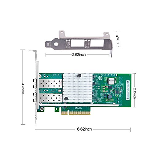 For Intel X520-DA2, 10GbE Converged Network Adapter (NIC), 82599ES Chipset, PCI-E X8, Dual SFP+ Port