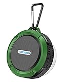 VicTsing Shower Speaker, Wireless Waterproof Speaker with 5W Driver, Suction Cup, Buit-in Mic, Hands-Free Speakerphone - Army Green