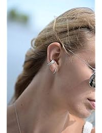 Juego de 2 pendientes de plata de ley sin perforaciones, platino-bañado-plata, KNK-E-005-S