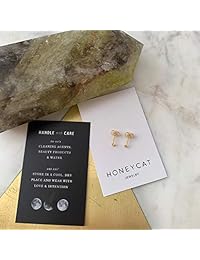 HONEYCAT Mini Moon Stud Earrings in Gold, Rose Gold, or Silver   Minimalist, Delicate Jewelry