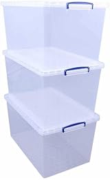 Really Useful Box Nestable Plastic Storage 83 Litre Clear Pack of 3 view 1