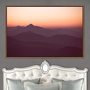 signwin Framed Canvas Wall Art Orange Sunset Abstract...