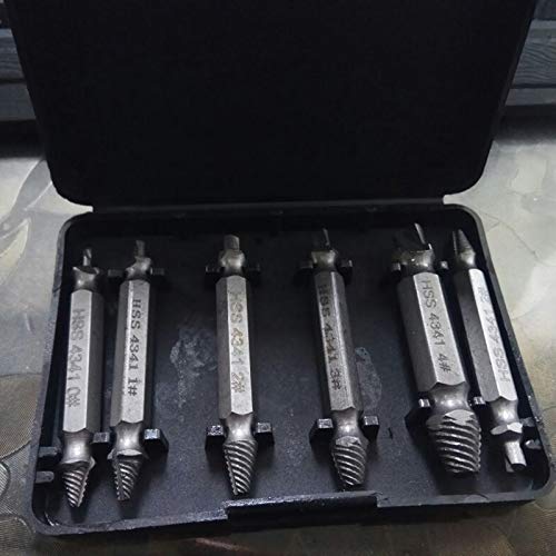Nrpfell 6 Pcs Screw Remover, Damaged Screwdriver Set, Broken Bolt Screw Remover, Screw Deburrer, Manufactured from H.S.S. 4341# - Thumbnail 2