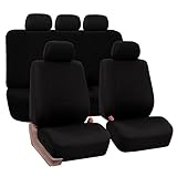 FH Group FB051BLACK115 Black Rear Split Flat Cloth Seat Cover (Multifunctional Airbag Compatible Full Set)