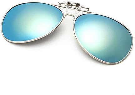 Clip On Flip Up Sunglass for Glasses,UV400 Polarized Mirrored Eyeglass for Myopi Lens,Aviator Style Sunglass