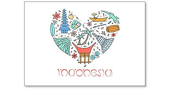 Cultura de Indonesia. Imán para nevera, diseño de símbolos de ...