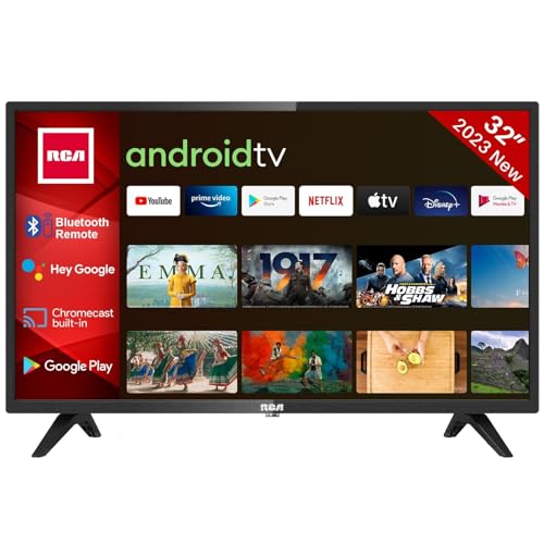 RCA RS32H2 Android Smart TV 32 Inch (80 cm) with Google Assistant, Chromecast, Netflix, Prime Video, Google Play, YouTube, Disney+, WiFi, BT Remote Control with Microphone, Triple Tuner