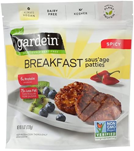 Gardein Spicy Breakfast Plant-Based Saus'age Patties, Vegan, Frozen, 8 oz.