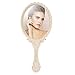 Tinland Hand Mirror with Handle Vintage Handheld Mirror Personal Vanity Makeup Compact Beauty Salon Mirror 9.8x4.5in(Ivory White)