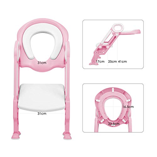 image for Potby Toilet Ladder Potty Shelf Stool,Foldable Training Soft Seat for 