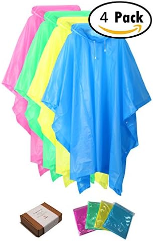 Zoophyter “Wind-Proof King” 4pcs Assorted Adult Emergency Disposable Rain Poncho (Assorted)