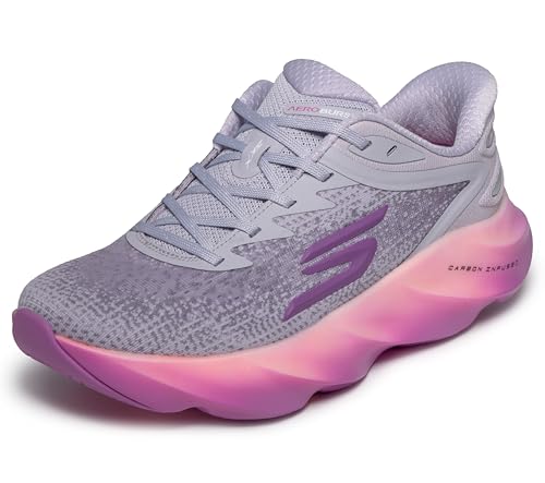 Skechers Women's Aero Burst Hands Free Slip-Ins Running Shoe, Lavender/Neon Pin…