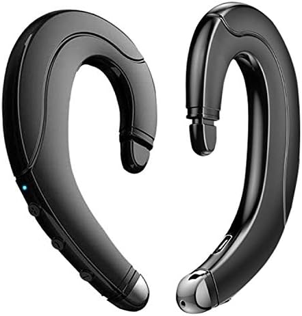 Wireless Bluetooth Headphone, Painless Wearing Headset with Mic for Cell Phone, Non Ear Plug Non Bone Conduction Ear Hook Earbuds, Lightweight, Waterproof Earpiece for Business/Office/Sports (Black)