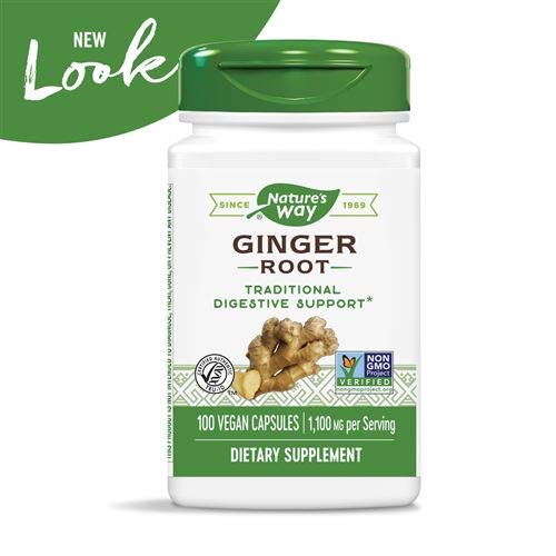 image for Nature's Way Premium Herbal Ginger Root, Digestive Support, 550 mg, 10