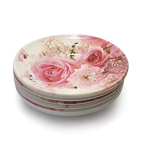 Gallery99 High Grade Beautiful Flower-Round Melamine Quarter Serving Dinner Plates Dishwasher-Safe Break-Resistant for Home & Kitchen, Restaurant Use - Full Size, Vintage Design (Pink/Set of 6) 1 Gallery99 High Grade Beautiful Flower-Round Melamine Quarter Serving Dinner Plates Dishwasher-Safe Break-Resistant for Home & Kitchen, Restaurant Use - Full Size, Vintage Design (Pink/Set of 6)