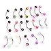 Dragonpad Colorful Stainless Steel Ball Barbell Curved Eyebrow Rings Bars Tragus Piercing, 20 Piece