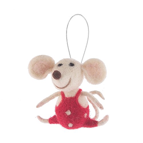 Midwest-CBK Sledding Reindeer and Mouse Wool Ornament