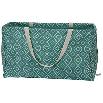 Household Essentials 2243 Krush Canvas Utility Tote | Reusable Grocery Shopping Laundry Carry Bag | Teal With White Diamonds, 22