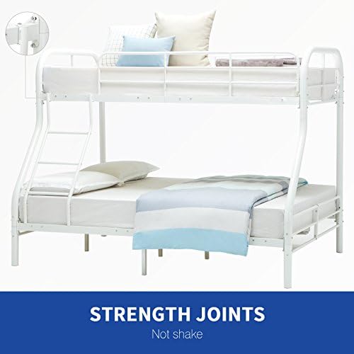 DFM Twin over Full Metal Beds Bunk Teens Kids Dorm Bedroom Loft Furniture w/Ladder ,White