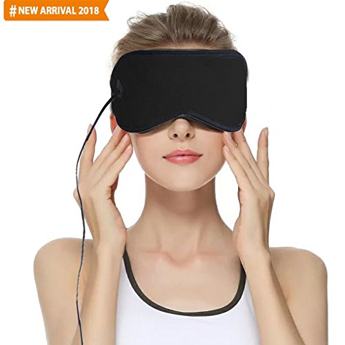 Eye Heating Pad, Far Infrared Portable Electric Heating Pad for Eyes, Sleep Mask, 3 Temperatures Control with USB Cable,Hot Therapy,Relieve Fatigue,Dry Eye, Fade Black Eye,Release The Eyes (Black)