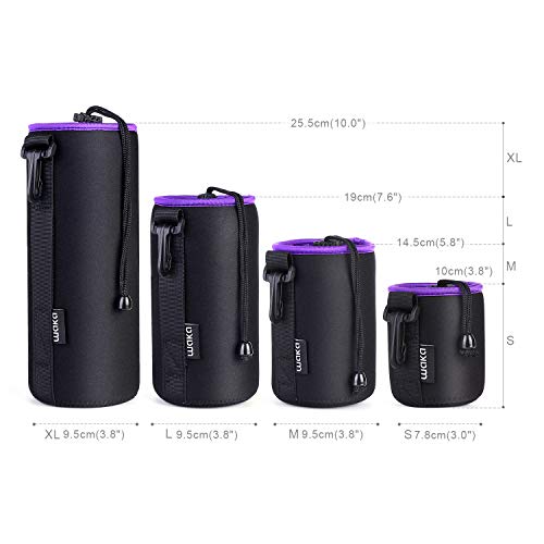 image for waka [4 Pack] Thick Protective Neoprene Camera Lens Pouch Set with Cov