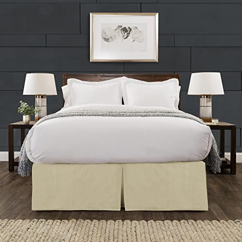 Tailored Velvet Bed Skirt with Split Corner 21 inch DropQueen , Cream