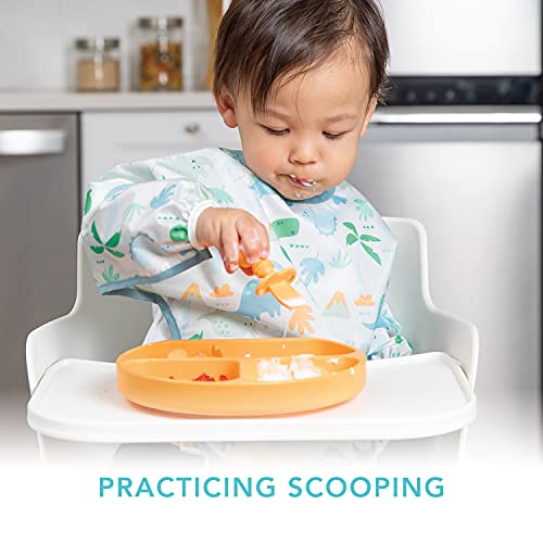 Bumkins Utensils, Silicone Chewtensils, Baby Fork and Spoon Set, Training Utensils, Baby Led