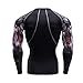 Funycell Men's Compression Long Sleeves Activewear Sports T Shirt Black_Red 2XL
