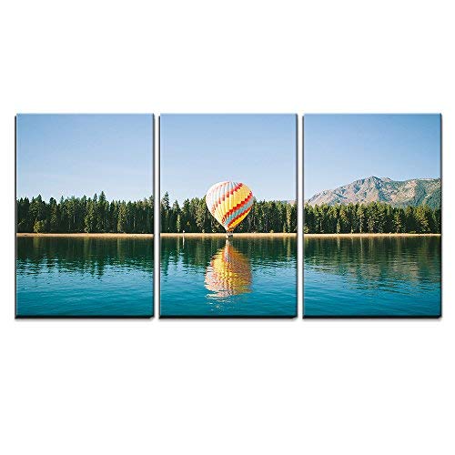 Hot Air Balloon in The Lake Home Art x3 Panels