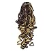 SWACC 12-Inch Short Screw Curls Claw Clip Ponytail Extensions Synthetic Clip in Drawstring Curly Ponytail Hairpiece Jaw Clip Hair Extension (Dark Brown Strawberry Blonde Highlights-4H27)