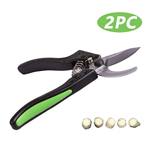 IRRIGLAD Steel Bypass Pruning Shears 8″ Garden Scissors 2PC
