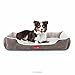 BRINDLE Washable Rectangle Dog Bed with Raised Bolster Design - Tan - Medium Dog