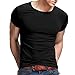 Xudian Short Sleeves Men T-shirt Crew-neck, US Size: Large, Asian Size: XX-Large (Black)