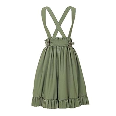 Green Suspender Skirt for Girls Lolita A-Line Pleated Skirts