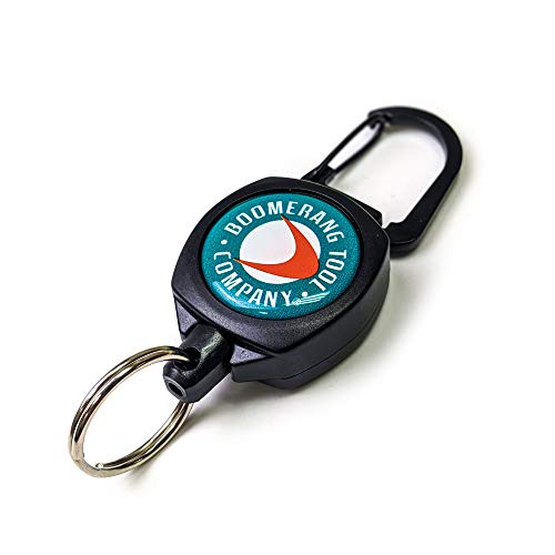 Boomerang Tool Company BTC150 Mid-Size Fishing Zinger with Carabiner Attachment, 24' Retractable Cord, Black