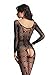 Amoretu Womens Black Long Sleeve Lingerie Diamond Crotchless Bodystocking, Black2, One Size