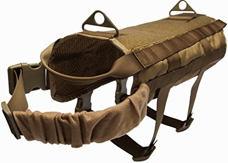 Tenkey Tactical Police Dog Harnesses Training K9 Vest Harness Molle Milspec Canine Velcro Military Color Brown Size X-Large