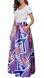 Afibi Women African Printed Casual Maxi Skirt Flared Skirt Multisize A Line Skirt (X-Large, Pattern 5)
