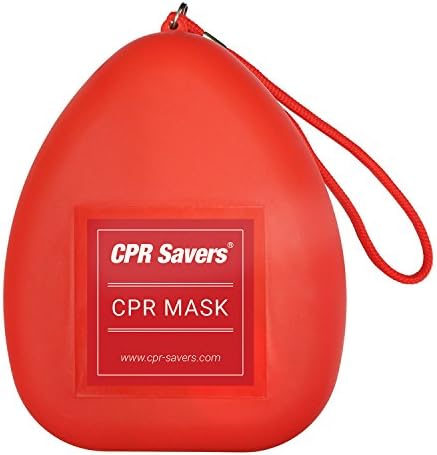 CPR Rescue Mask, Adult/Child Pocket Resuscitator, Hard Case with Wrist Strap (RED)