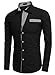 Mens Casual Slim Fit Shirt Formal Button Dress Shirt,Black,M