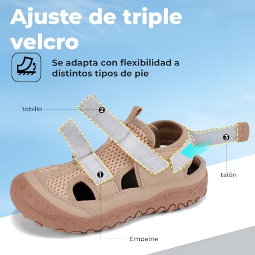 Mishansha Boys Girls Trekking Sandals with Closed Toe, Breathable and Non-Slip, Size 24-38