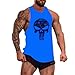 New Fi Men's Skull Bodybuilding Fitness Stringer Tank Top Sport Gym Sleeveless Vest(Blue, XL)
