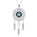VOIMAKAS Dream Catcher Necklace, Retro Boho Zodiac Sign Pendant Dangling Feather Tassel Bead Charm Chain Constellation Jewelry for Women - Leo