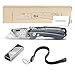 Pocket Utility Knife, MonoTurls Heavy Duty Box Cutter Folding Sharp Knives with Extra 6-Piece Blade, Portable String and Aluminum Body for Cutting Boxes, Cardboard, Wallpaper, Leather Etc