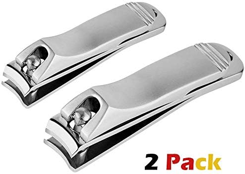 2pcs Nail Clippers Set, Stainless Steel Fingernail and Toenail Clippers Nippers for Men and Women, Silver