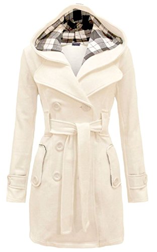 Noroze Womens Check Hood Plus Size Duffle Coat (4 (UK 8), Cream)