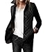 E.JAN1ST Women's Diamond Quilted Jacket Stand Collar Button End with Pocket Coat, Black, TagsizeXXXXL=USsize10
